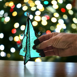 クリスマスツリー　ステンドグラス雑貨　クリスマス置物　インテリア雑貨　ミニオブジェ　季節物　リビングダイニング　デコレー 2枚目の画像