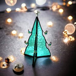 クリスマスツリー　ステンドグラス雑貨　クリスマス置物　インテリア雑貨　ミニオブジェ　季節物　リビングダイニング　デコレー 1枚目の画像