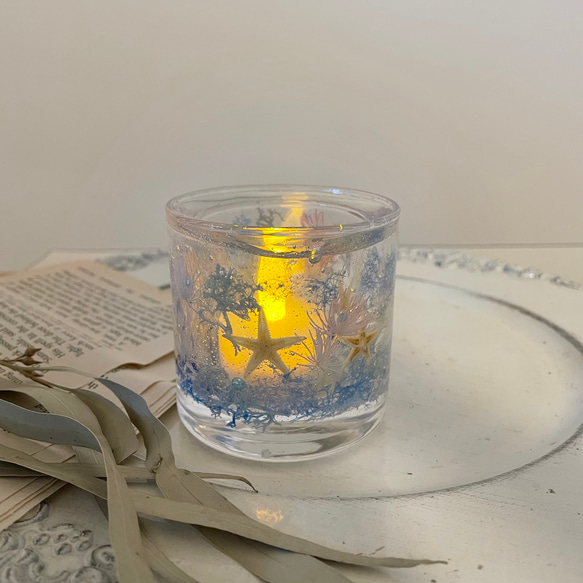 海のジェルランタン LEDキャンドル付き ピンク キャンドル・キャンドル  