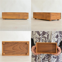 チーク ウッド カトラリーケース 木製 ボックス 小物入れ 収納 ペンケース 20x10cm J-0063（Mサイズ） 4枚目の画像