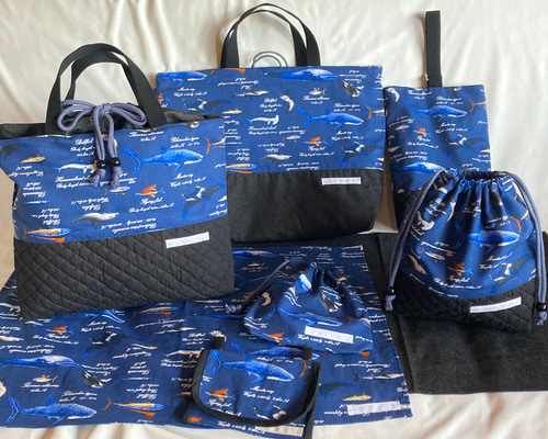 入園入学オーダー受付ページＮｏ．10、海の生き物柄 送料無料！海のいきもの柄4点セット♡レッスンバッグ、シューズ