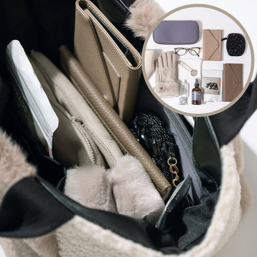 もこもこ ファーバッグ ボアトート 軽量 アイボリー×グレージュ 舟形