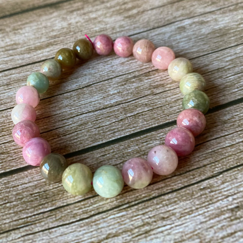 トルマリン☆電気石④☆天然石☆ブレスレット☆ピンク☆ミックスカラー