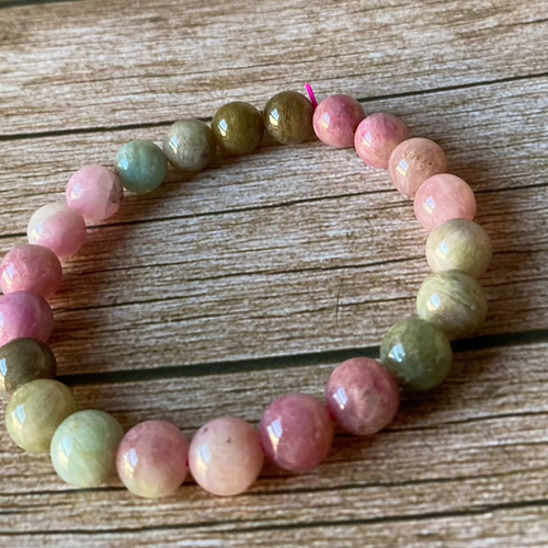 トルマリンブレスレット トルマリン☆電気石④☆天然石☆ブレスレット☆ピンク☆ミックスカラー