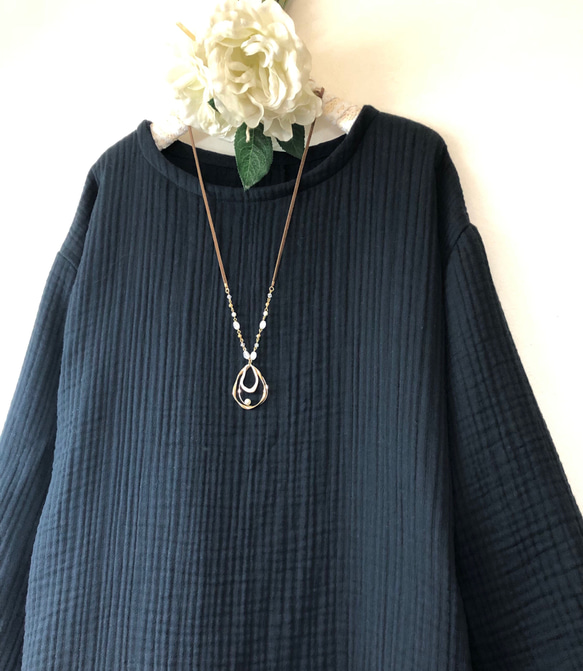 ❤️新製品❤️癒される柔らかさと優しい温もり❤️cotton100%6重ガーゼ♡おくるみボタンのワンピース❤️黒❤️長袖 1枚目の画像