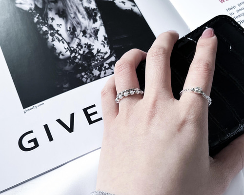 プラチナ、シルバー、純銀、指輪＋イヤリング、ビーズ指輪 a3554a8e91a9ad76b436436af96641