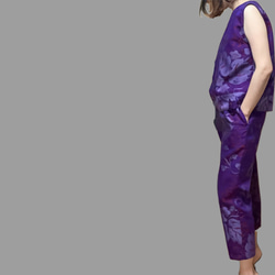 着物リメイク　絹　セットアップ 2枚目の画像