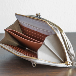 がま口　お財布ショルダー　くすみカラー   グレージュ　長財布　スマホショルダー　レディース　aw-17nns 7枚目の画像