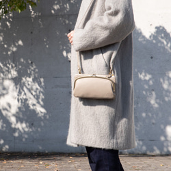 がま口　お財布ショルダー　くすみカラー   グレージュ　長財布　スマホショルダー　レディース　aw-17nns 2枚目の画像