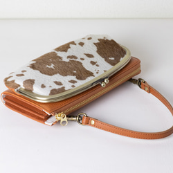 がま口　お財布ショルダー　くすみカラー   グレージュ　長財布　スマホショルダー　レディース　aw-17nns 14枚目の画像