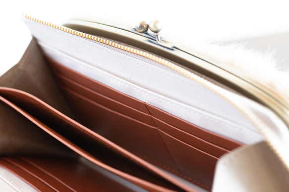 がま口　お財布ショルダー　くすみカラー   グレージュ　長財布　スマホショルダー　レディース　aw-17nns 9枚目の画像