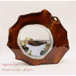 一つ限りの流木アート 海に浮かぶラッコ ジオラマ 流木 フィギュア 置物 インテリア レジン テラリウム 生き物 N2 5枚目の画像