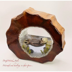 一つ限りの流木アート 海に浮かぶラッコ ジオラマ 流木 フィギュア 置物 インテリア レジン テラリウム 生き物 N2 4枚目の画像