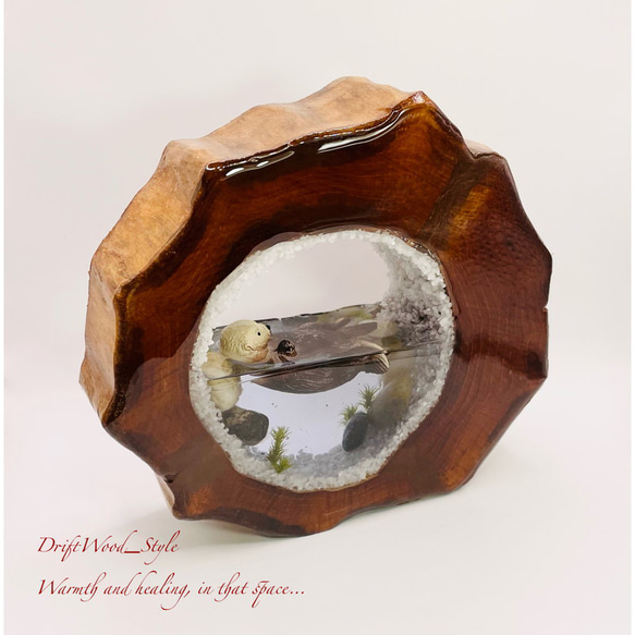 一つ限りの流木アート 海に浮かぶラッコ ジオラマ 流木 フィギュア 置物 インテリア レジン テラリウム 生き物 N2 8枚目の画像