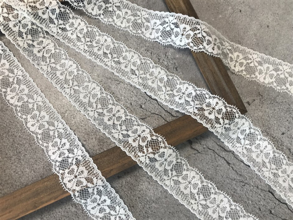 再販 お買い得【在庫処分品】10m ラッセルレース 両耳スカラップ 花柄 日本製 lace-No,144-10 6枚目の画像