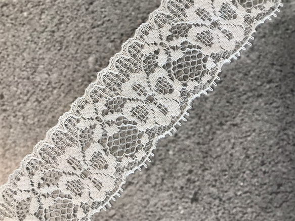 再販 お買い得【在庫処分品】10m ラッセルレース 両耳スカラップ 花柄 日本製 lace-No,144-10 2枚目の画像