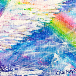 【受注制作】原画　翼 　ツバサ　 羽　空　虹　rainbow　ゴールド　おしゃれ　モダンアート 現代アート SMサイズ 4枚目の画像