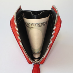 L字ファスナーコンパクト財布　本革　イタリアンレザー　ブッテーロ　レッド　10303 11枚目の画像