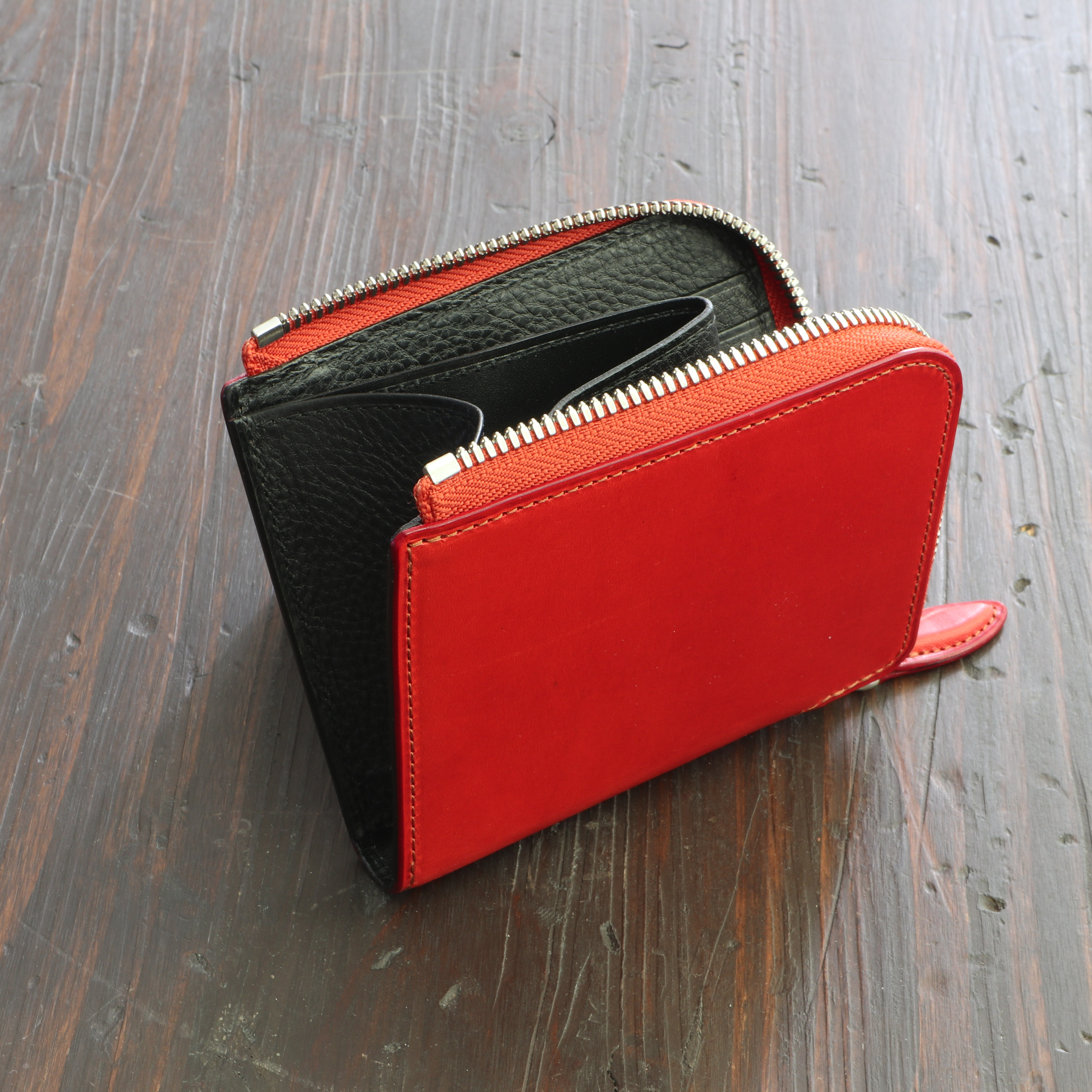 【未使用品同等】アブラサス　小さい財布（赤）ブッテーロレザー　日本製