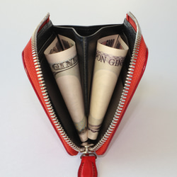 L字ファスナーコンパクト財布　本革　イタリアンレザー　ブッテーロ　レッド　10303 13枚目の画像