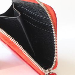 L字ファスナーコンパクト財布　本革　イタリアンレザー　ブッテーロ　レッド　10303 6枚目の画像