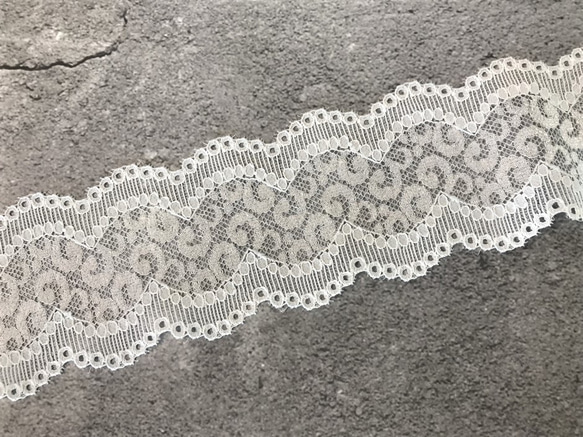 2m ラッセルレース 両耳スカラップ スパイラル柄 日本製 lace-No,145 6枚目の画像