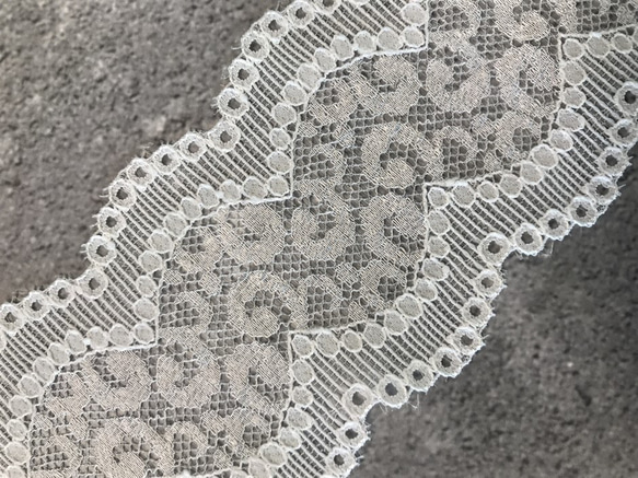 2m ラッセルレース 両耳スカラップ スパイラル柄 日本製 lace-No,145 2枚目の画像