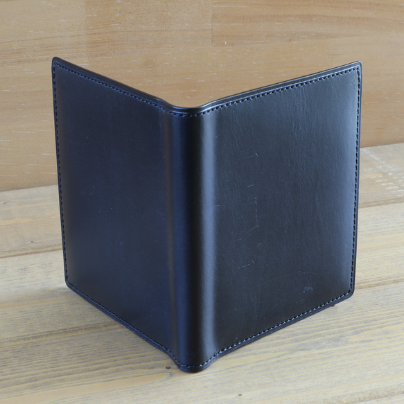 純札 (二つ折り財布)　本革　J.ベイカー社　ブライドルレザー　ブラック　10101　2/5　限定品 3枚目の画像