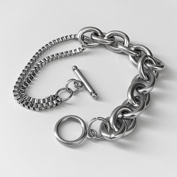 【eve】chain  bracelet 　マンテルブレスレット　丸型×ベネチアン　チェーン 11mm シルバー 3枚目の画像