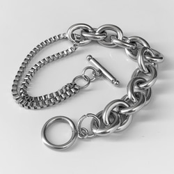 【eve】chain  bracelet 　マンテルブレスレット　丸型×ベネチアン　チェーン 11mm シルバー 1枚目の画像