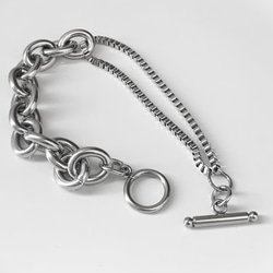 【eve】chain  bracelet 　マンテルブレスレット　丸型×ベネチアン　チェーン 11mm シルバー 5枚目の画像