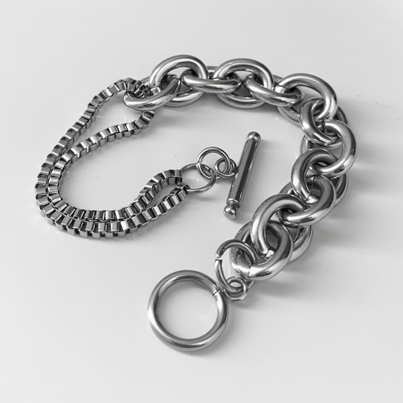 【eve】chain  bracelet 　マンテルブレスレット　丸型×ベネチアン　チェーン 11mm シルバー 6枚目の画像