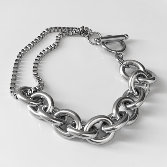 【eve】chain  bracelet 　マンテルブレスレット　丸型×ベネチアン　チェーン 11mm シルバー 4枚目の画像