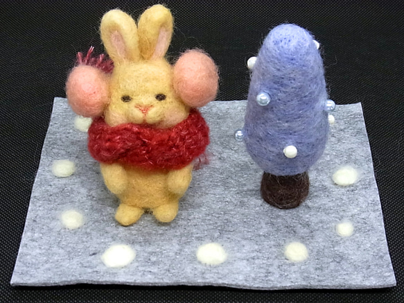 ハンドメイド うさぎちゃんの冬支度 アルパカ&ウール のぬいぐるみ