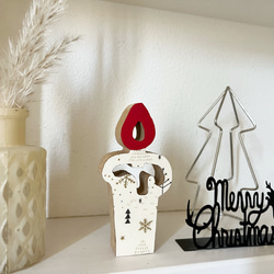 数量限定販売☆クリスマス　ウッドオブジェ  キャンドルミニ　置物　木製 3枚目の画像