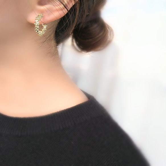 simply spark hoop earrings   シンプリーフープイヤリングフープピアス金属アレルギーノンホール 11枚目の画像