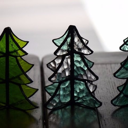 【オーダー品】ステンドグラス　クリスマスツリー　ｈ（ミックスカラー） 3枚目の画像