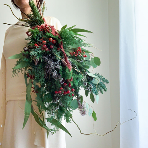 クリスマス2025】フレッシュ針葉樹たっぷりスワッグ Lサイズ ＊受注後