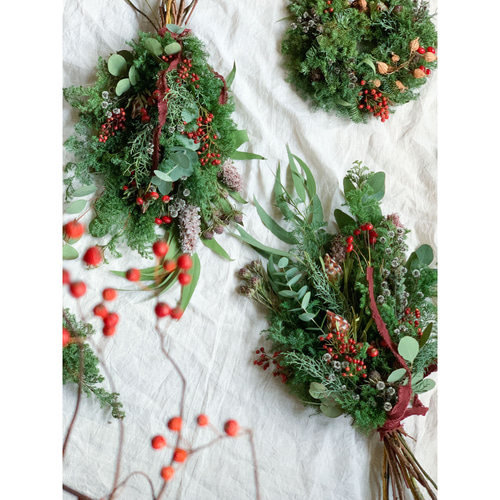 超早割クリスマス2025】フレッシュ針葉樹たっぷりスワッグ L