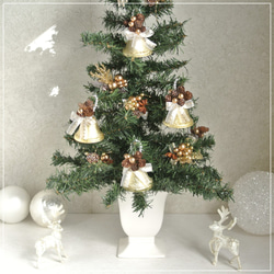 クリスマスベル　4個セット　木の実とリボンのゴールドベル　クリスマスオーナメント　　クリスマスインテリア　R&yCH58 6枚目の画像