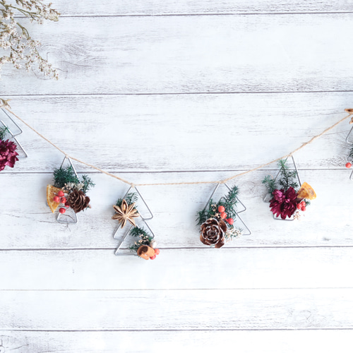 creema限定】ワイヤーフレームのシンプルなミニツリーガーランド