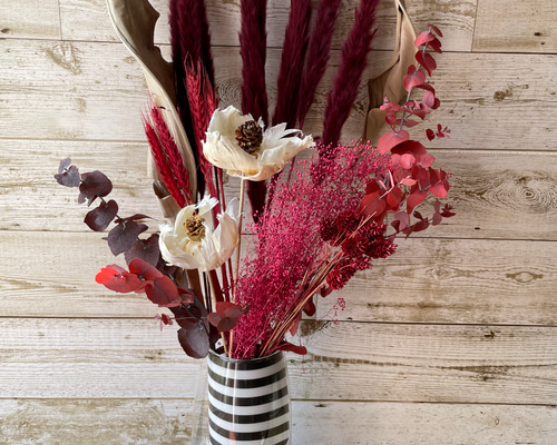 ボルドー ワインレッド 系 花かんむり リストレット ボルドー ワインレッド 系 花かんむり リストレット ドライフラワー