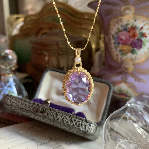 シャンソン ライトパープル 紫 西洋 キラキラ ウエスタンアンティーク  