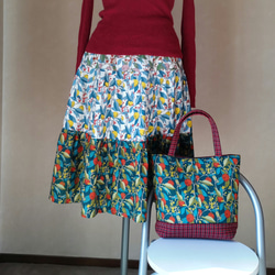 フルーツ模様　リバティ三段ティアードスカート 7枚目の画像