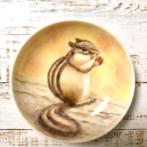エゾシマリスの皿 手描きの器 小皿 neko opera 通販 14939671｜Creema