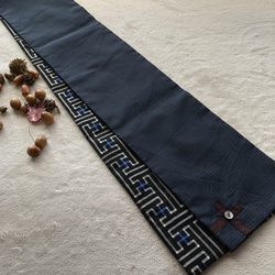 アンティーク大島紬のストール　秋名バラ青　リバーシブル　ギフトに　着物リメイク 4枚目の画像