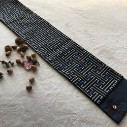 アンティーク大島紬のストール　秋名バラ青　リバーシブル　ギフトに　着物リメイク 5枚目の画像