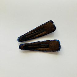 再販 リバティ パッチンピン チェリードロップ コーデュロイ ブルー ７cm 4枚目の画像