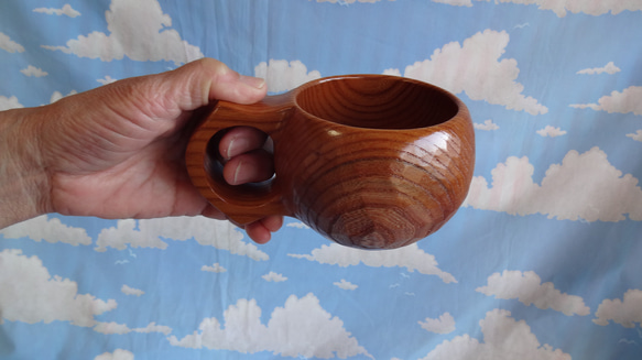 ツートンケヤキの一木彫りコーヒーカップ 4枚目の画像
