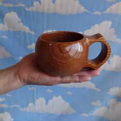 ツートンケヤキの一木彫りコーヒーカップ 2枚目の画像